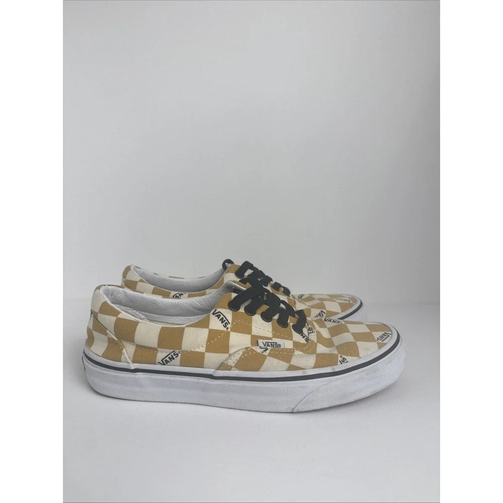 Vans Era Big Checkerboard Yellow/White Logo Skate Shoes Womens Size 8 Men Sz 6.5